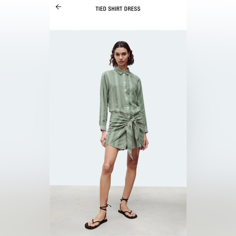 ZARA - NWOT WOMEN’S TIED SHIRT DRESS - SIZE XS